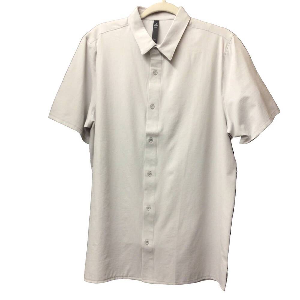 NEW GLYDER men's zephyr button down shirt in black/carbon palm daze